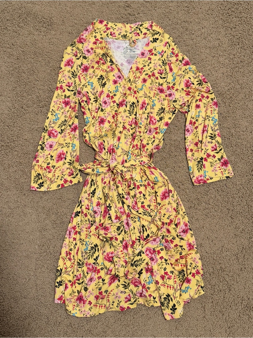 Posh Peanut Yellow Floral Wrap Robe